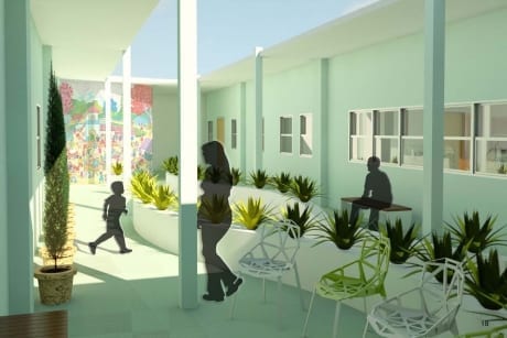 Design for a courtyard garden at Escuela Hospital in Tegucigalpa, Honduras